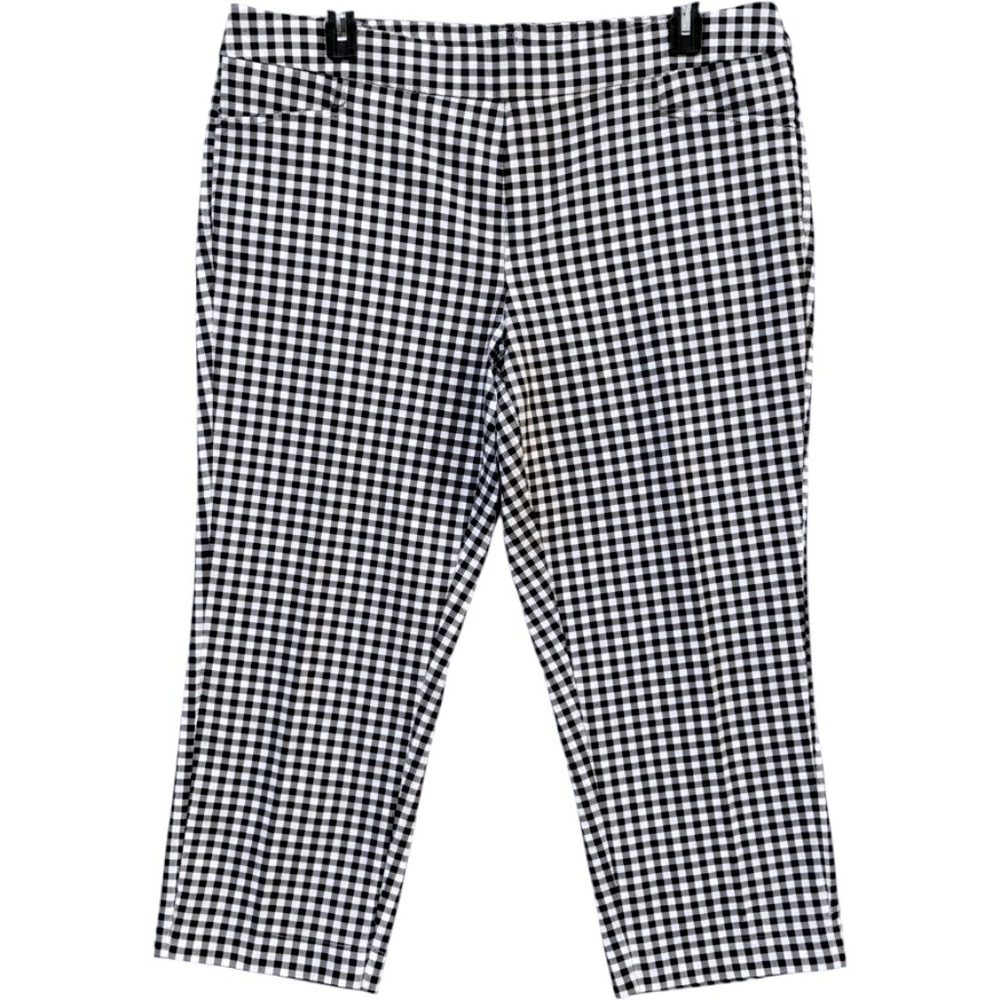 Time and Tru Womens Gingham Millennium Capri Pants Black White XXL 20 NEW